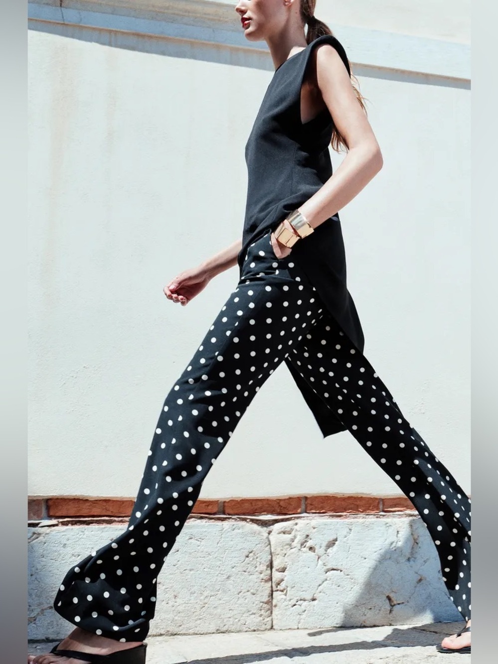 ZARA POLKA DOT FLARE PANTS